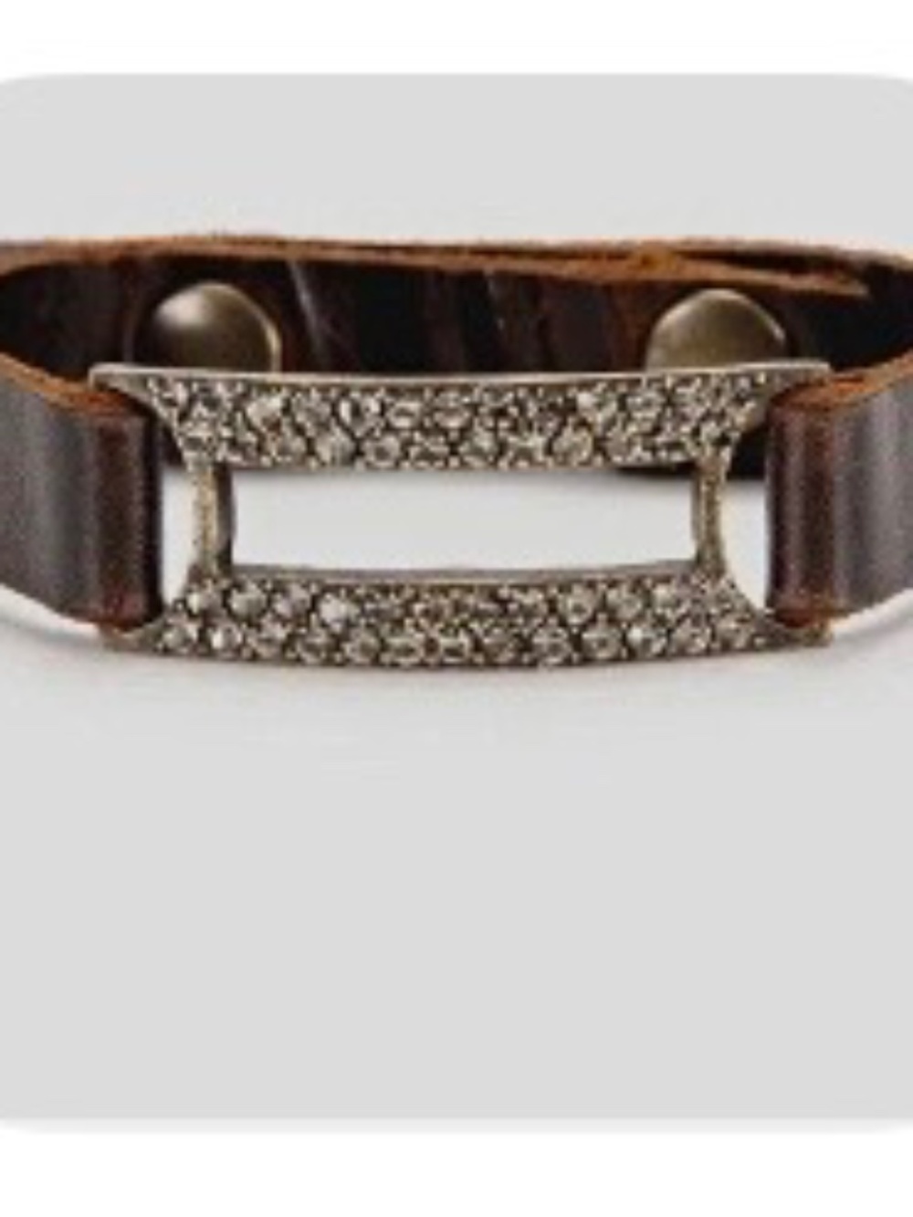 Rebel design, leather bracelet, Swarovski Crystal double snap